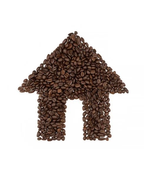 Casa símbolo de granos de café aislados sobre fondo blanco . — Foto de Stock