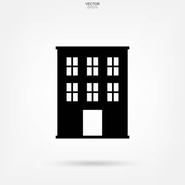 Konut bina simgesi. Mimari işareti ve sembolü. Vektör