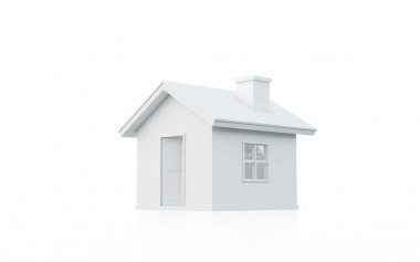 c beyaz zemin üzerine izole basit ev 3D render