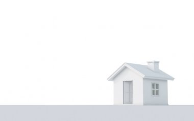 c beyaz zemin üzerine izole basit ev 3D render