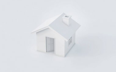 kırpma p ile beyaz arka plan üzerinde basit ev 3D render