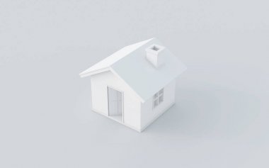 kırpma p ile beyaz arka plan üzerinde basit ev 3D render