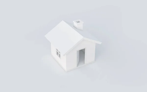 Render 3D dari rumah sederhana di latar belakang putih dengan kliping p — Stok Foto