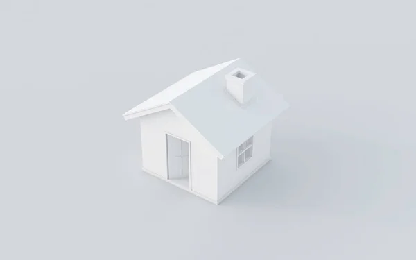 3D-rendering van eenvoudige huis op witte achtergrond met knippen p — Stockfoto