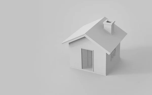 3D-Rendering eines einfachen Hauses auf weißem Hintergrund mit Ausschnitt — Stockfoto