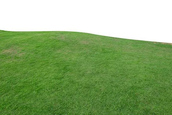 Groene heuvel van grasveld geïsoleerd op witte achtergrond. — Stockfoto