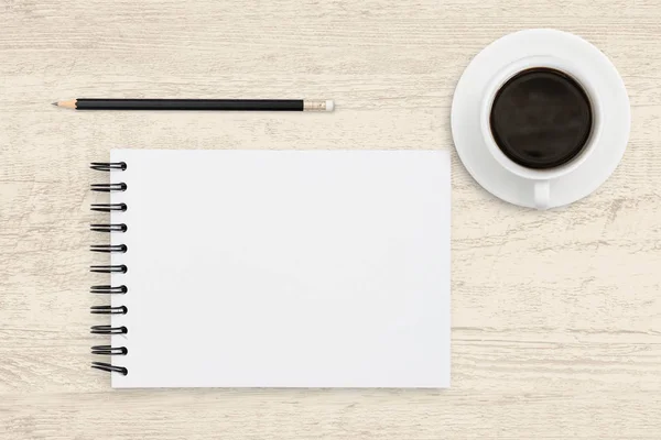 Not defterinin beyaz kağıt kaplamasının üst görünüm iş arka planı — Stok fotoğraf