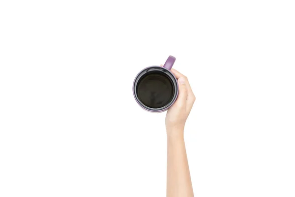 Kaffeetasse in der Hand. isoliert auf weißem Hintergrund. — Stockfoto