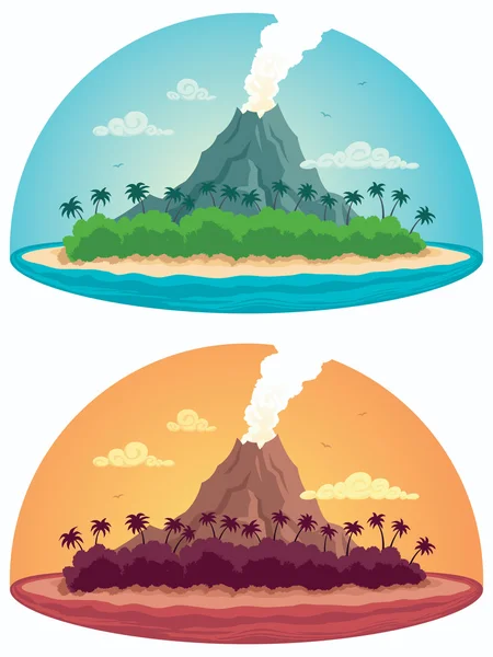 Île tropicale sur blanc — Image vectorielle