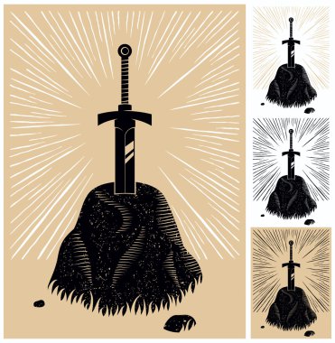 Excalibur Linocut Ekslibris