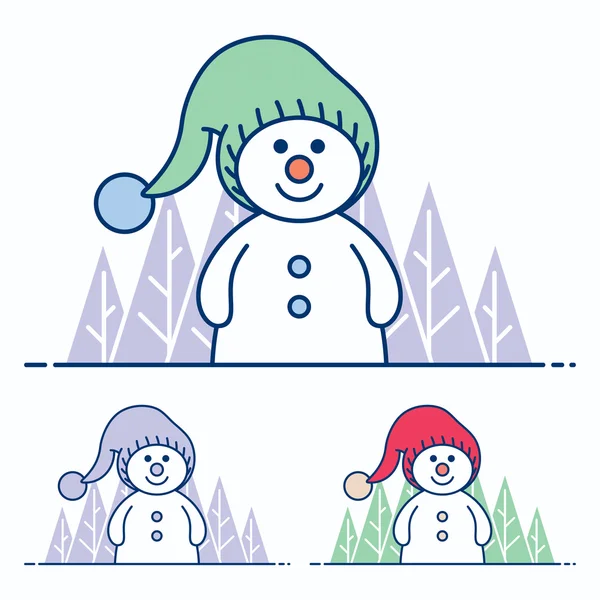 Sneeuwpop plat ontwerp — Stockvector