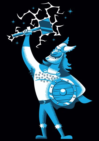 Cartoon Thor on Black — Stock Vector