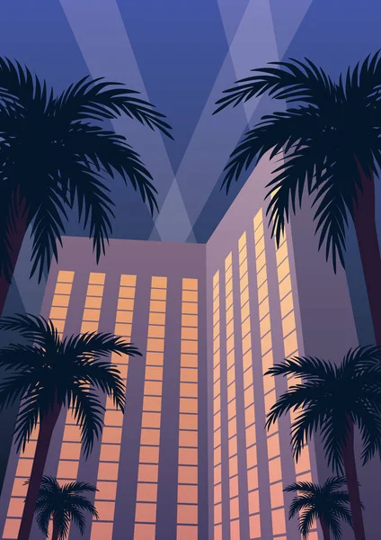Hotel Casino Resort gece — Stok Vektör