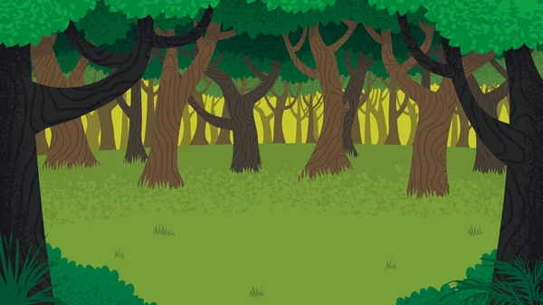 Paisaje del bosque de dibujos animados — Vector de stock