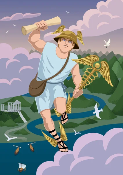 Griechischer Gott Hermes — Stockvektor