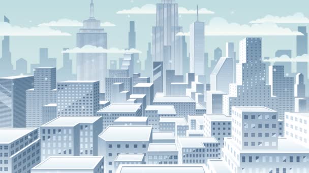 Cityscape Animação de Inverno — Vídeo de Stock