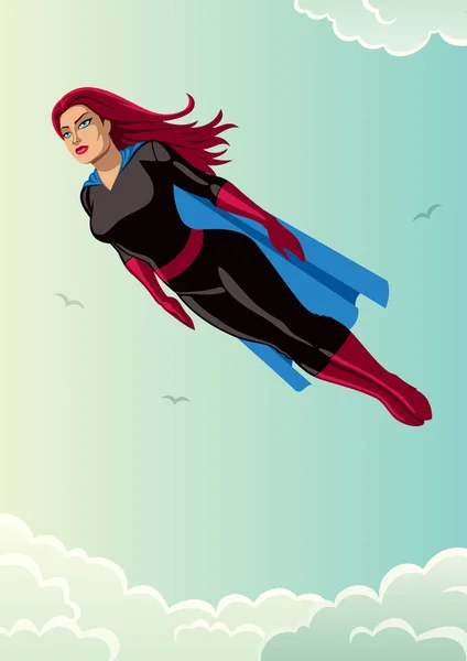 Süper kahraman gökyüzü uçan — Stok Vektör