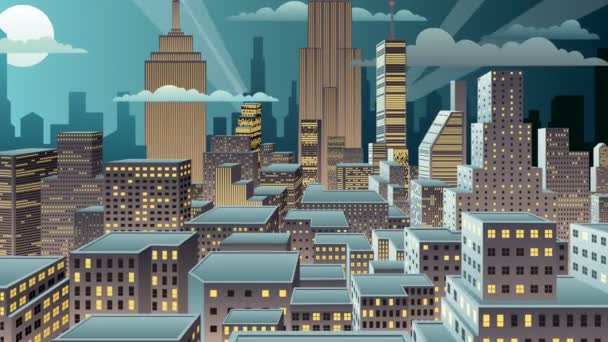 Városképet gazdagító épületnek szánták éjszaka Zoom — Stock videók