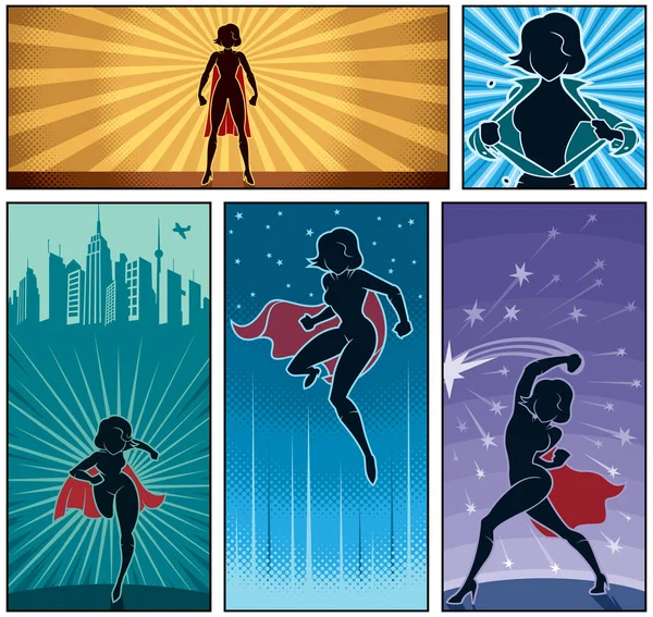 Super Heroine Banners 2 — Stock Vector
