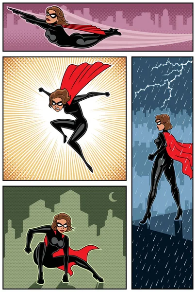 Super Heroína Banners 6 — Archivo Imágenes Vectoriales