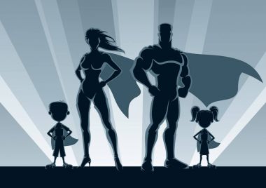 Süper kahraman aile Silhouettes
