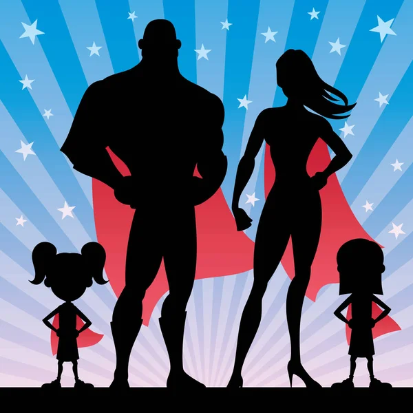 Super héros famille filles — Image vectorielle