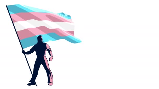 Transgender Pride σημαία στον κομιστή — Αρχείο Βίντεο