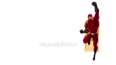 İzole 2 uçan süper kahraman