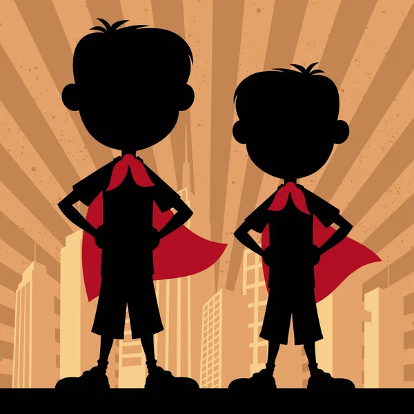 Super Kids 2 Chicos — Vector de stock