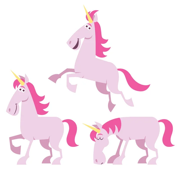 Unicornio conjunto de dibujos animados — Vector de stock