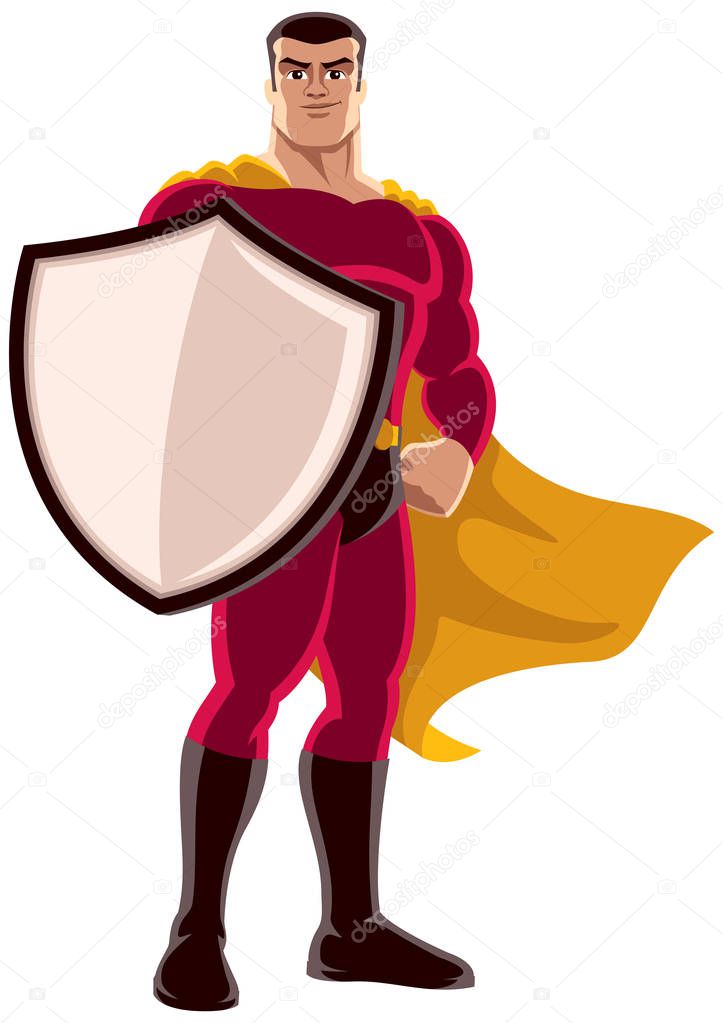 Superhero Holding Shield