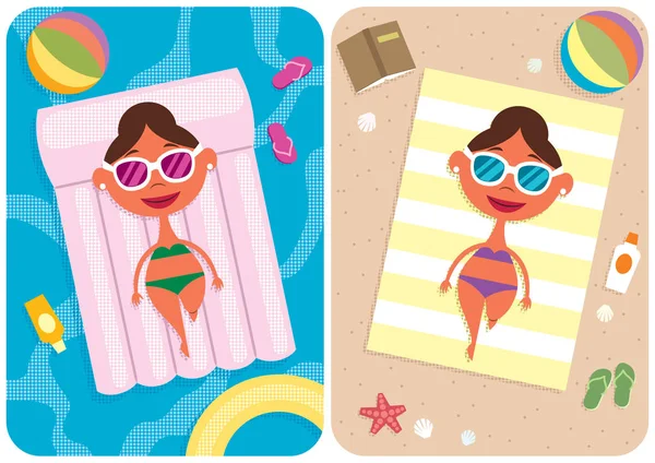 Summer Vacation Girl — Stock Vector