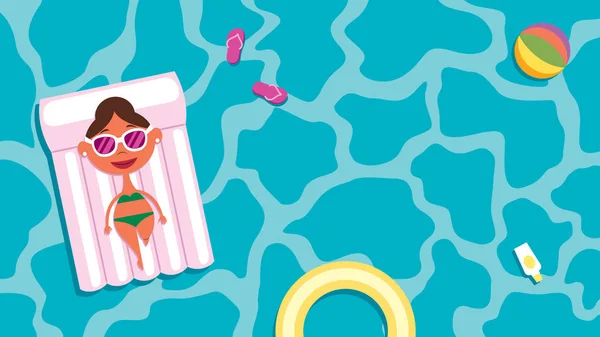 Κορίτσι καλοκαίρι πισίνα — Διανυσματικό Αρχείο
