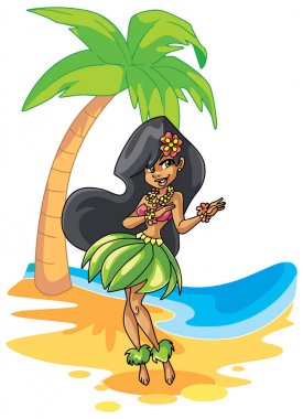 Hula kızı illüstrasyon