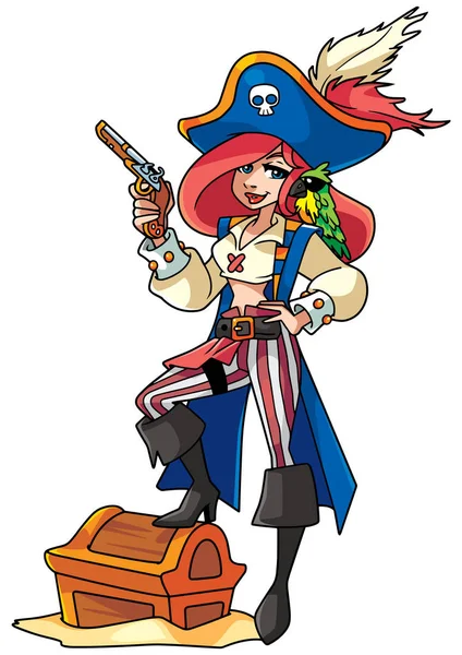 Illustrazione ragazza pirata — Vettoriale Stock