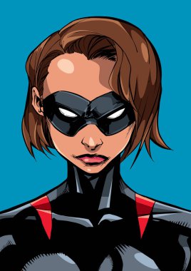Superheroine Dikey Hat sanatı 2 maskeli