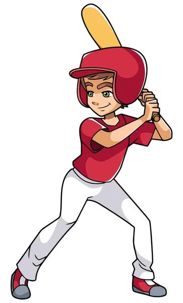 棒球击球手的男孩 — 图库矢量图片