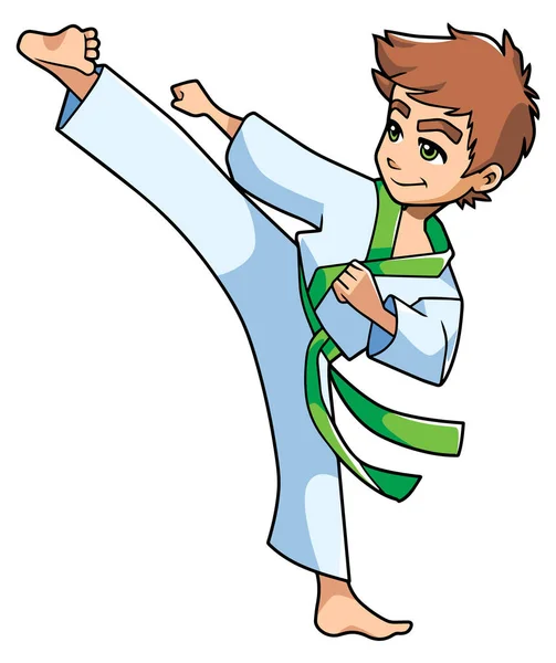 Patada de Karate Boy — Vector de stock