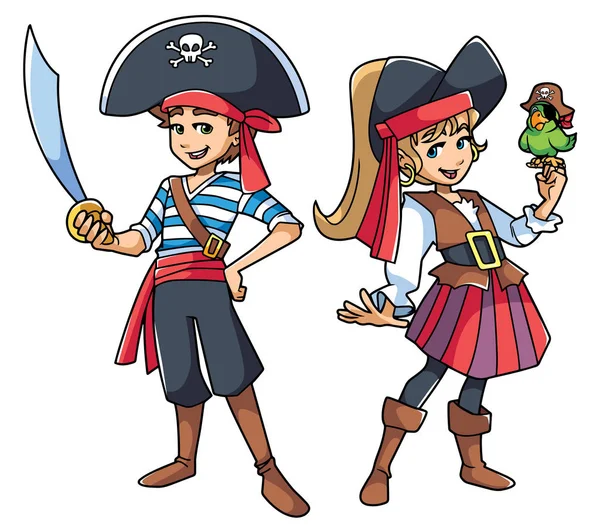Illustration der Piratenkinder — Stockvektor