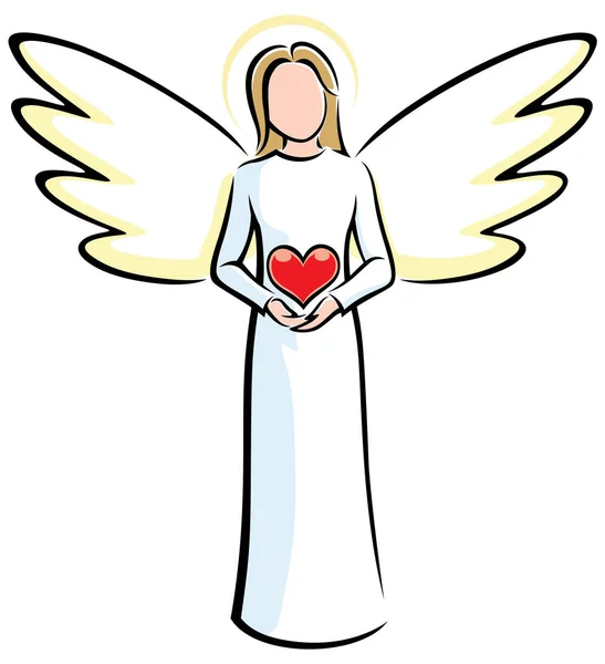 Angel Holding Heart — Stock Vector