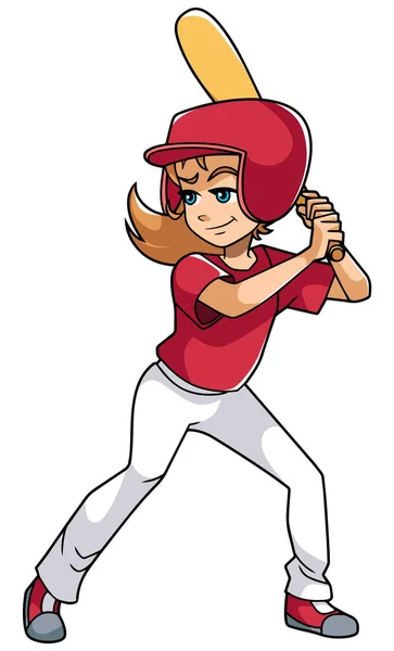 棒球击球手的女孩 — 图库矢量图片