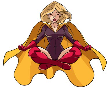 Superheroine meditasyon illüstrasyon