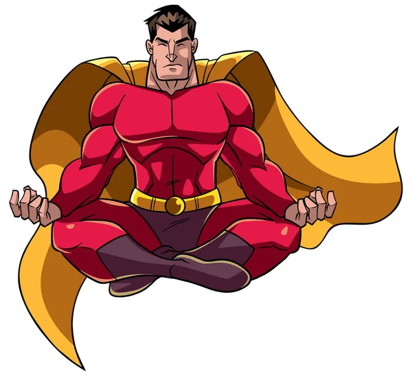 Superheld meditiert Illustration — Stockvektor