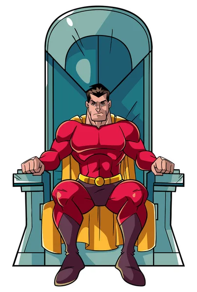 Superhero on Throne — Stock Vector