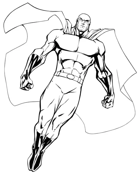 Super-héros volant 6 Line Art — Image vectorielle