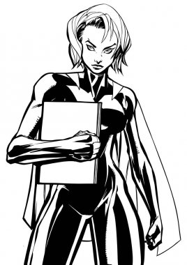 Kitap yok maskesi Hat sanatı tutan superheroine