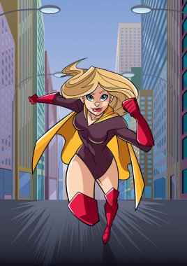 Şehirde çalışan superheroine