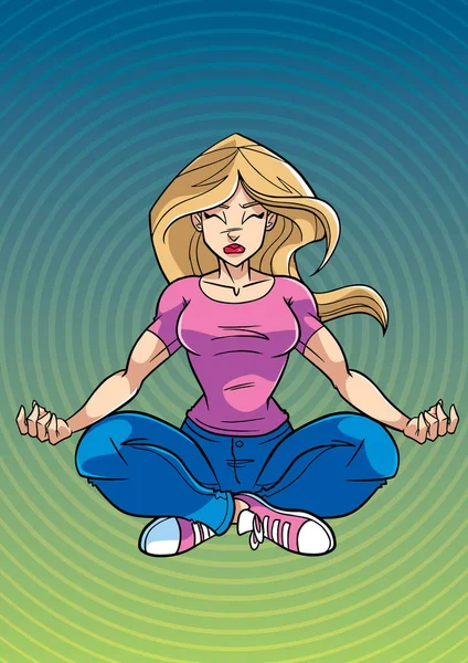 Arka plan ile kadın meditasyon — Stok Vektör