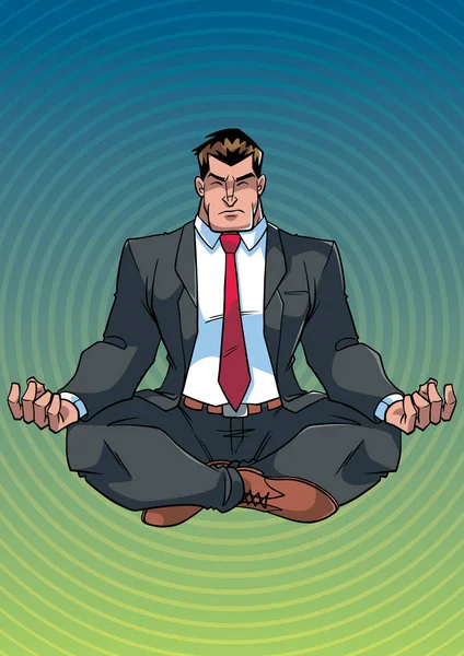 Empresario Meditando con Fondo — Vector de stock