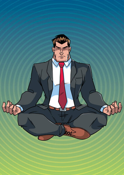 Businessman Meditating with Background